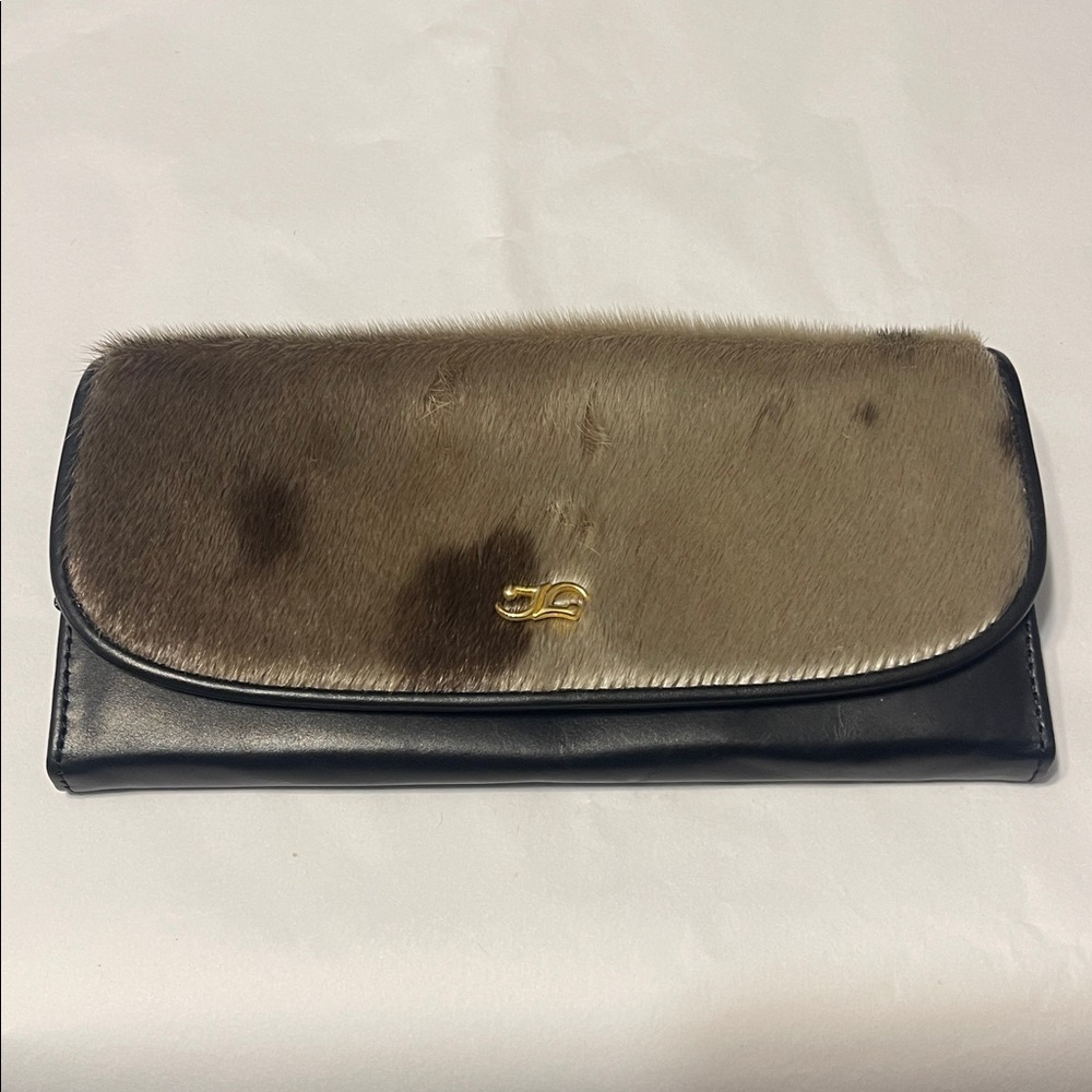 New leather fur long wallet